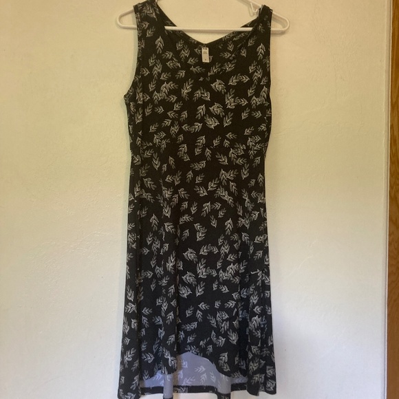 FIG v-neck high waisted mini/tunic, a-line wrap skirt, black + white M - Picture 1 of 5